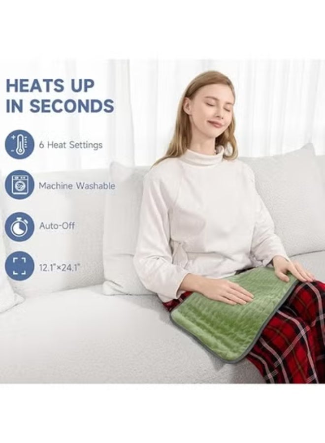 وسادة حرارية كهربائية لتخفيف الآلام 30×60 سم - مفرش تدفئة فلانيل ناعم للرقبة والظهر والأرجل - 6 مستويات للحرارة مع خاصية الفصل التلقائي - Image 5